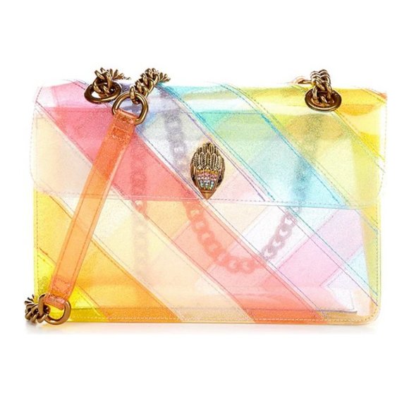 NWT Kurt Geiger London Large Kensington Vinyl Rainbow Shoulder Bag